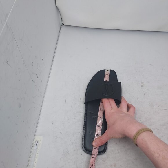 Christian Louboutin Black Flat CL Logo Mule Slide Sandal - Picture 6 of 9